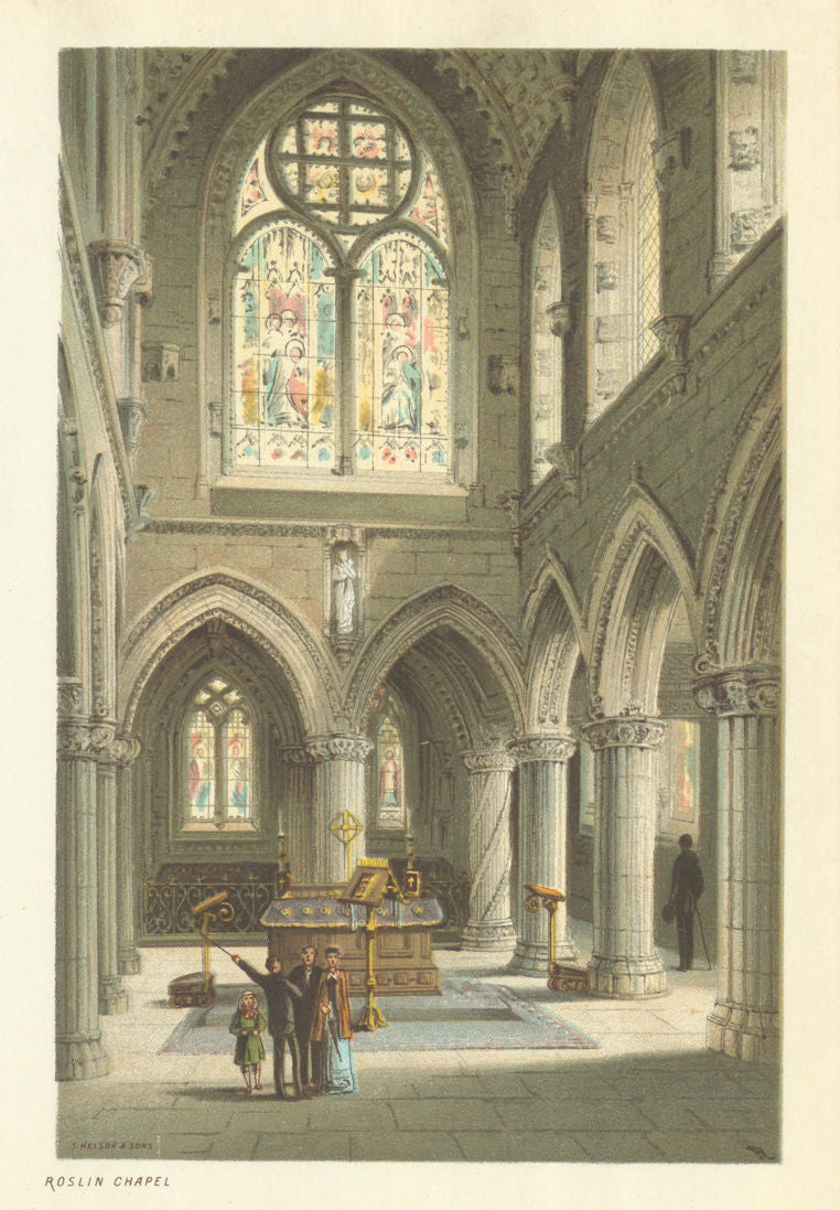 Roslin Chapel. Scotland antique chromolithograph 1891 old print